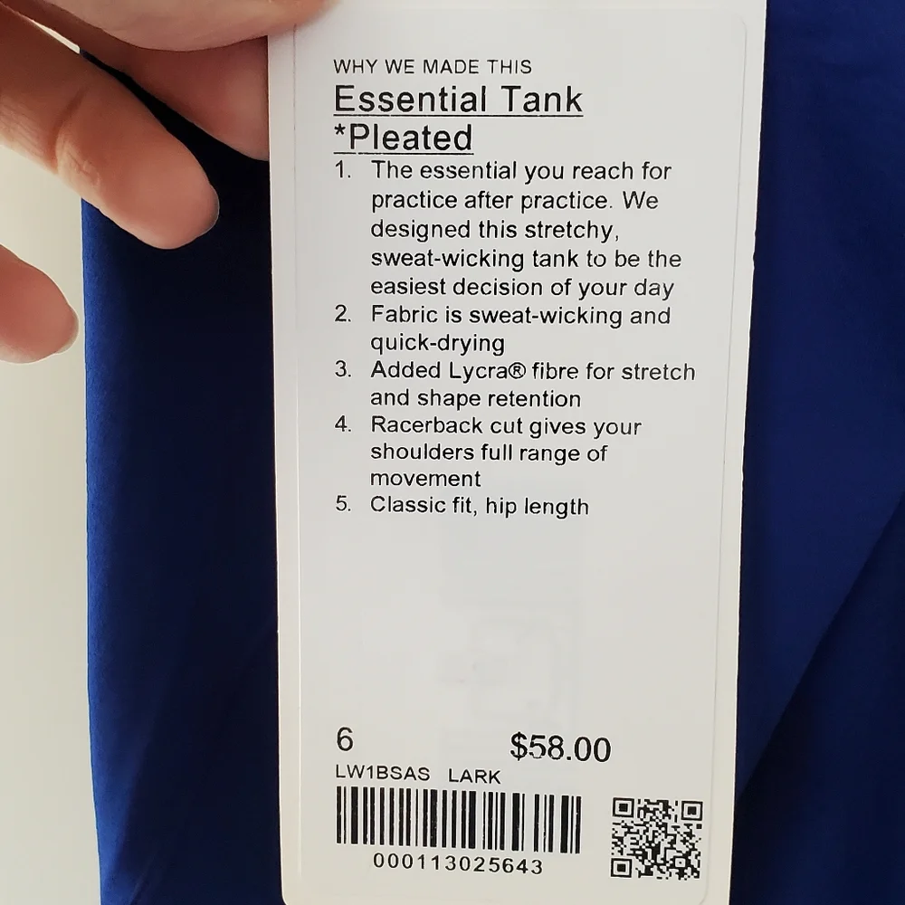 NWT Lululemon Pleated Essential Tank